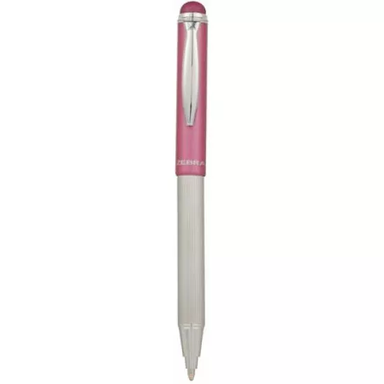 Golyóstoll, 0,24 mm, teleszkópos, rozsdamentes acél, pink tolltest, ZEBRA "Telescopic Metal Stylus", kék