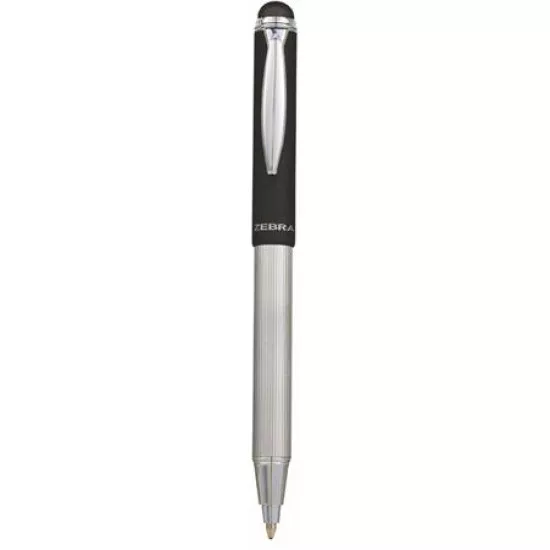 Golyóstoll, 0,24 mm, teleszkópos, rozsdamentes acél, grafitszürke tolltest, ZEBRA "Telescopic Metal Stylus", kék