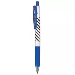 Zseléstoll, 0,33 mm, nyomógombos, csíkos test, ZEBRA "Sarasa Clip", kék
