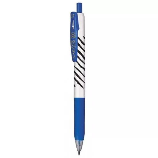 Zseléstoll, 0,33 mm, nyomógombos, csíkos test, ZEBRA "Sarasa Clip", kék