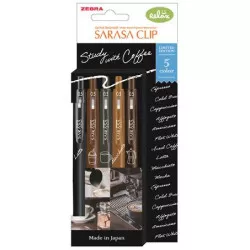 Zseléstoll, 0,33 mm, nyomógombos, ZEBRA "Sarasa Clip Coffee", 5 különböző szín