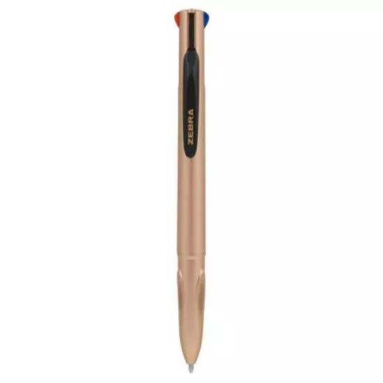 Golyóstoll, 0,37 mm, nyomógombos, négyszínű, ZEBRA "Smooth", rose gold