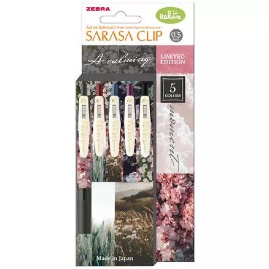 Zseléstoll, 0,33 mm, nyomógombos, ZEBRA "Sarasa Clip Calming Moment", 5 különböző szín