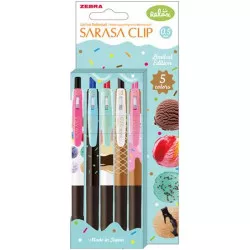 Zseléstoll, 0,33 mm, nyomógombos, ZEBRA "Sarasa Clip Ice Cream", 5 különböző szín