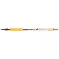 Golyóstoll, 0,24 mm, nyomógombos, rozsdamentes acél, pasztellsárga tolltest, ZEBRA "F-301", kék Golyóstoll, 0,24 mm, nyomógombos, rozsdamentes acél, pasztellsárga tolltest, ZEBRA "F-301", kék