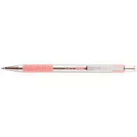 Golyóstoll, 0,24 mm, nyomógombos, rozsdamentes acél, pasztell rózsaszín tolltest, ZEBRA "F-301", kék