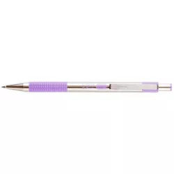 Golyóstoll, 0,24 mm, nyomógombos, rozsdamentes acél, pasztell-lila tolltest, ZEBRA "F-301", kék