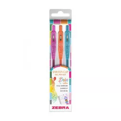 Zseléstoll készlet, 0,33 mm, nyomógombos, ZEBRA "Sarasa Clip Boho Vibes", 3 különböző szín