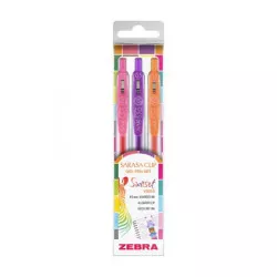 Zseléstoll készlet, 0,25 mm, nyomógombos, ZEBRA "Sarasa Clip Sunset", 3 különböző szín