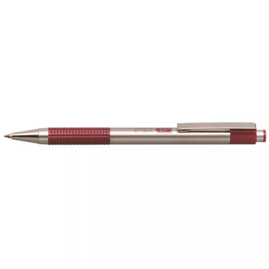 Golyóstoll, 0,24 mm, nyomógombos, rozsdamentes acél, bordó tolltest, ZEBRA "F-301", kék