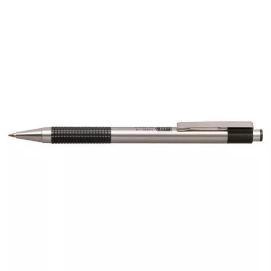 Golyóstoll, 0,24 mm, nyomógombos, rozsdamentes acél, fekete tolltest, ZEBRA "F-301", kék