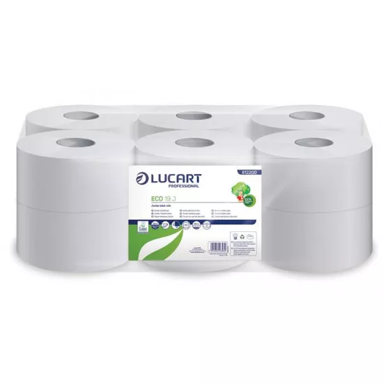 Toalettpapír, 2 rétegű, 120 m, 19 cm átmérő, LUCART, "Eco", fehér