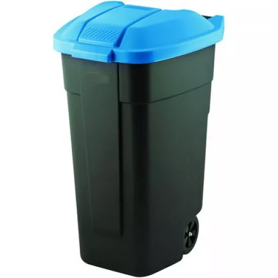 Görgős szemetes, műanyag, 110l, CURVER, kék/fekete