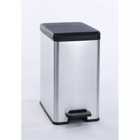 Pedálos szemetes, 25 l, CURVER "Slim Bin", fekete-ezüst