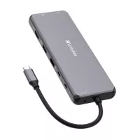 USB elosztó-HUB, 2xUSB-C PD/2xHDMI/DP/6xUSB-A/RJ45/audio, VERBATIM USB elosztó-HUB, 2xUSB-C PD/2xHDMI/DP/6xUSB-A/RJ45/audio, VERBATIM