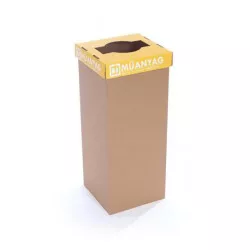 Szelektív hulladékgyűjtő, újrahasznosított, 60 l, RECOBIN "Office", sárga