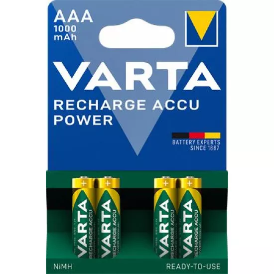 Tölthető elem, AAA mikro, 4x1000 mAh, előtöltött, VARTA "Power"