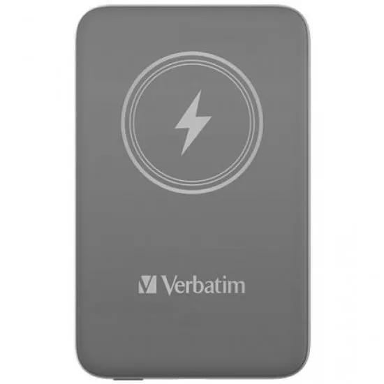Hordozható akkumulátor, vezeték nélküli töltés, 10000 mAh, VERBATIM "MCP-10, szürke