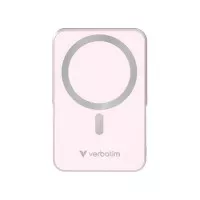 Power bank, külső akkumulátor, mágneses (vezeték nélküli), 10.000mAh, kitámasztó, VERBATIM "Charge n Go", rózsaszín