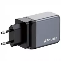 Hálózati töltő, 2xUSB-C PD (65W), USB-A QC 3.0, EU/UK/US, GaN, VERBATIM Hálózati töltő, 2xUSB-C PD (65W), USB-A QC 3.0, EU/UK/US, GaN, VERBATIM