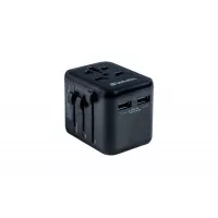 Utazó adapter, univerzális, 2xUSB, VERBATIM "UTA-01"