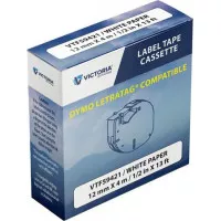 Feliratozógép szalag, papír, 12 mm x 4 m, VICTORIA TECHNOLOGY, fehér Feliratozógép szalag, papír, 12 mm x 4 m, VICTORIA TECHNOLOGY, fehér